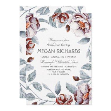 Plum Purple and Eggplant Floral Bridal Shower Invitations