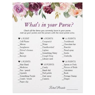 Plum Purple Blush Floral What's In Your Purse Game Flyer