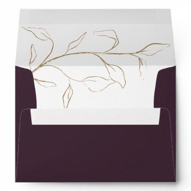 Plum Purple Bridal Shower or Wedding Invitations En Envelope