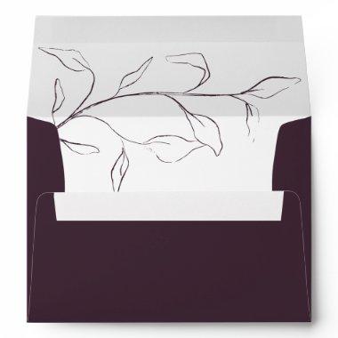 Plum Purple Bridal Shower or Wedding Invitations Envelope