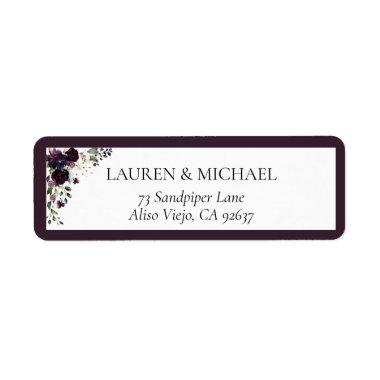 Plum Purple Bridal Shower Return Address Label