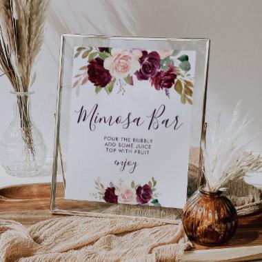 plum purple flowers  mimosa bar sign