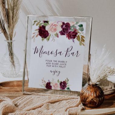 plum purple flowers bridal shower mimosa bar sign