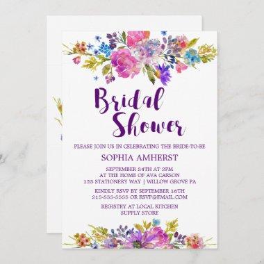Plum Purple Garden Bridal Shower Invitation Invitations