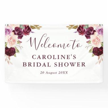Plum purple peach bridal shower welcome banner