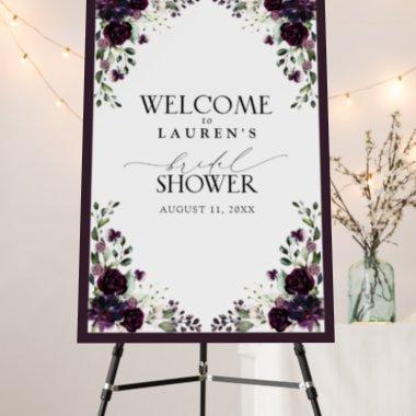 Plum Purple Watercolor Bridal Shower Welcome Foam Board
