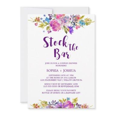 Plum Stock the Bar Couples Shower Invitations