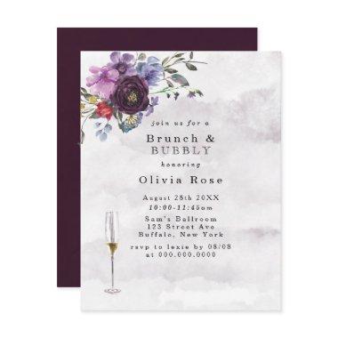 Plum Violet Botanical Peony Brunch & Bubbly Invitations