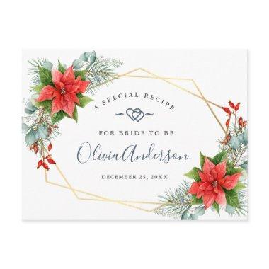 Poinsettia Eucalyptus Bridal Shower Recipe Invitations