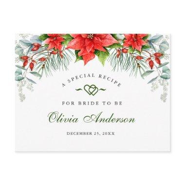 Poinsettia Eucalyptus Bridal Shower Recipe Invitations