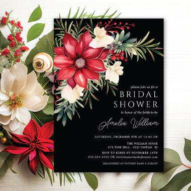 Poinsettia Floral Bridal Shower Invitations