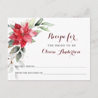 Poinsettia Winter Floral Bridal Shower Recipe Invitations