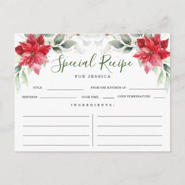 Poinsettia Winter Floral Bridal Shower Recipe Invitations