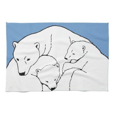 Polar Bear Towel Mother & Cubs Bear Tea Towel
