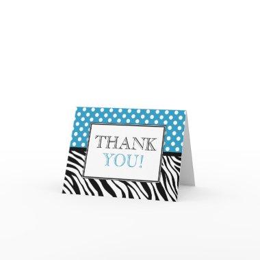 Polka Dot Blue & Zebra Print Thank You