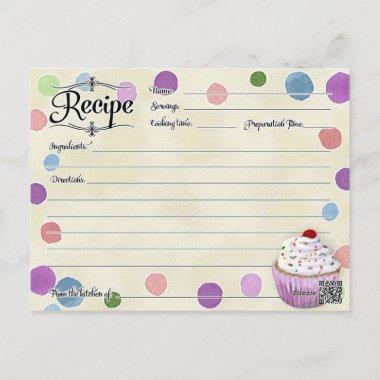 Polka dot Cupcake Retro Recipe Invitations Bridal Shower
