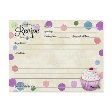 Polka dot Cupcake Retro Recipe Invitations Bridal Shower