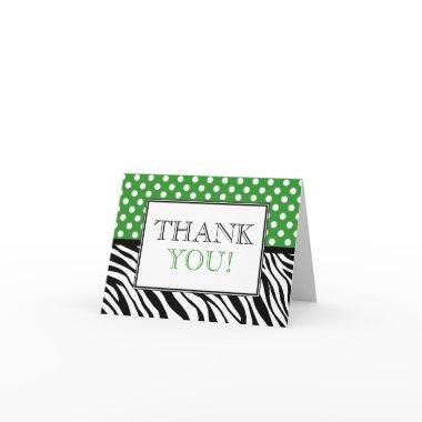 Polka Dot Green & Zebra Print Thank You