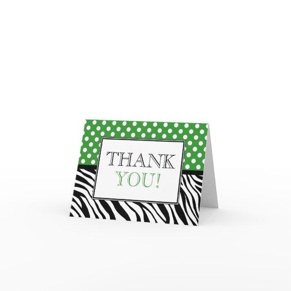 Polka Dot Green & Zebra Print Thank You