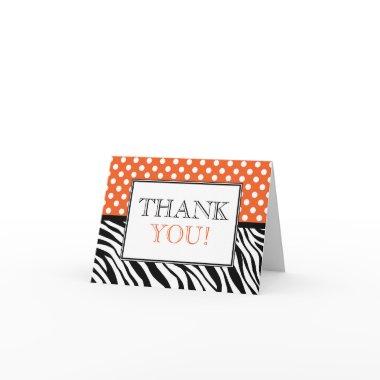 Polka Dot Orange & Zebra Print Thank You