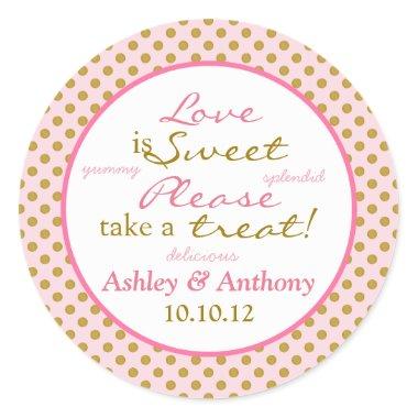Polka Dot Pink Gold White Candy Buffet Stickers