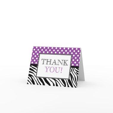 Polka Dot Purple & Zebra Print Thank You