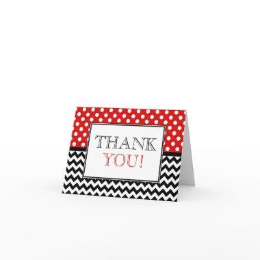 Polka Dot Red & Chevron Thank You