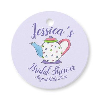 Polka Dot Teapot Afternoon Tea Bridal Baby Shower Favor Tags