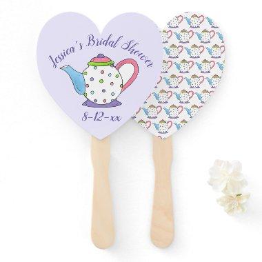 Polka Dot Teapot Afternoon Tea  Favor Hand Fan