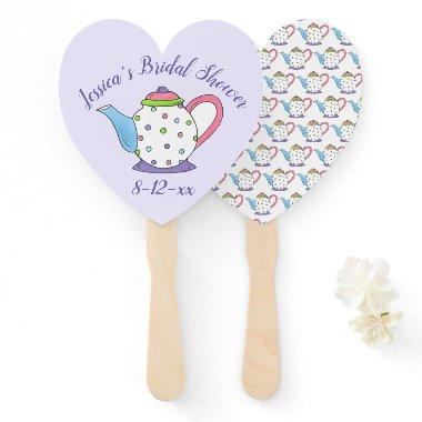 Polka Dot Teapot Afternoon Tea Bridal Shower Favor Hand Fan