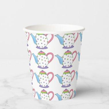 Polka Dot Teapot Afternoon Tea Party Bridal Shower Paper Cups