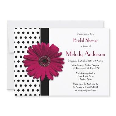 Polka Dot Wine Daisy Bridal Shower Invitations