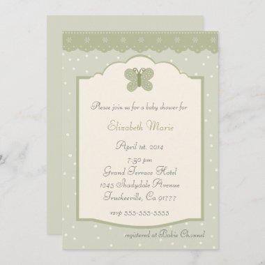 Polka Dots and Butterfly-Whimsical Baby Shower Invitations