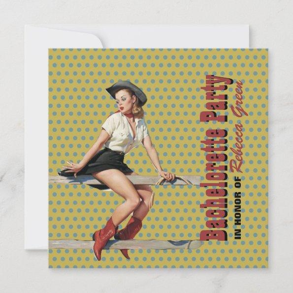 polka dots cowgirl western bachelorette party Invitations