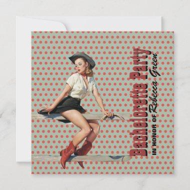 polka dots cowgirl western bachelorette party Invitations