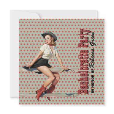 polka dots cowgirl western bachelorette party Invitations