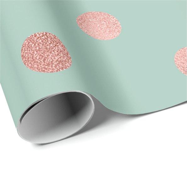 Polka Dots Mint Green Pastel Peach Gold Rose Wrapping Paper