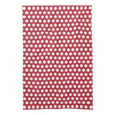 Polka Dots red & white spots kitchen tea towel