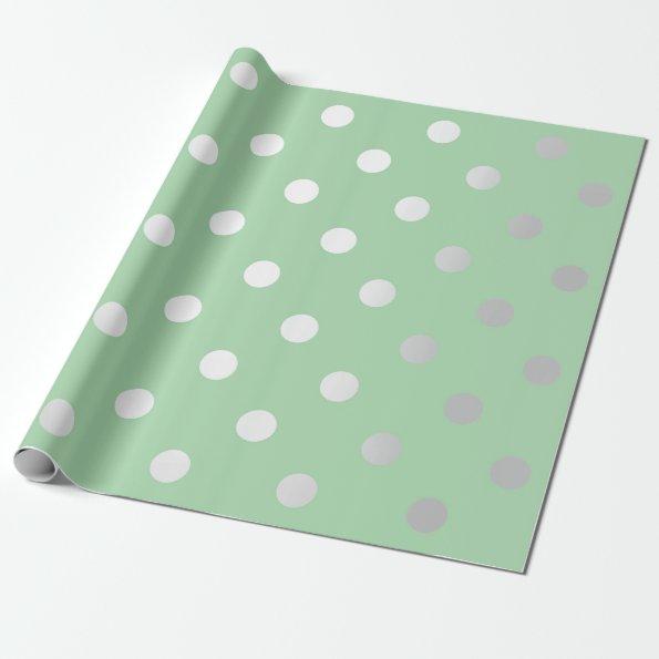Polka Small Dots Pastel Pea Mint Silver Gray Wrapping Paper