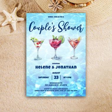 Pool Party Cocktail Couple's Shower Invitations