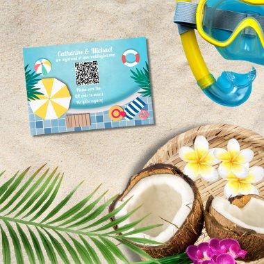 Pool Party Summer Bridal Shower QR Code Registry Enclosure Invitations