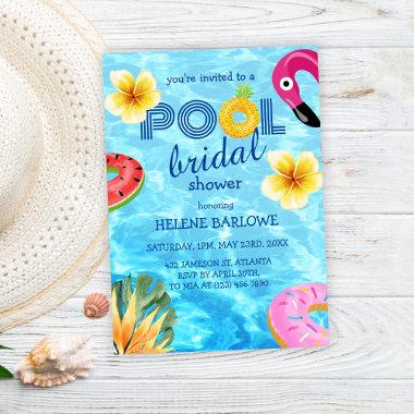 Pool Party Tropical Water Bridal Shower Invitations