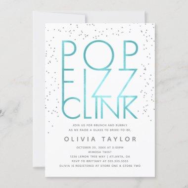 Pop Fizz Clink Bridal Shower Invitations, Aqua Invitations