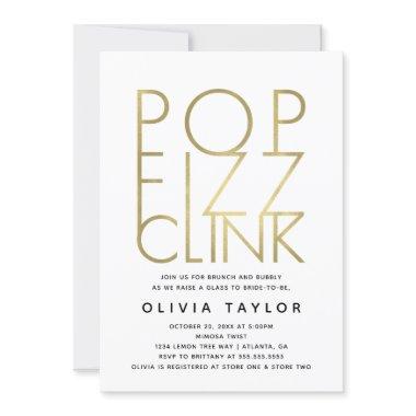 Pop Fizz Clink Bridal Shower Invitations, Faux Gold Invitations