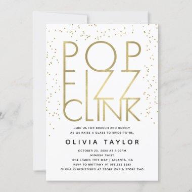 Pop Fizz Clink Bridal Shower Invitations, Faux Gold Invitations