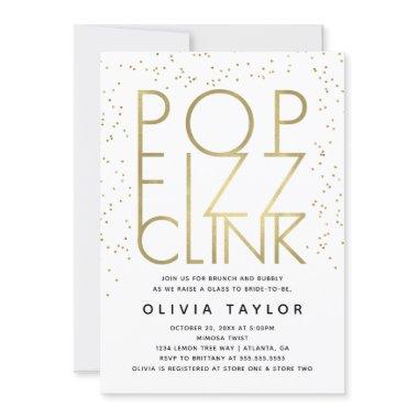 Pop Fizz Clink Bridal Shower Invitations, Faux Gold Invitations