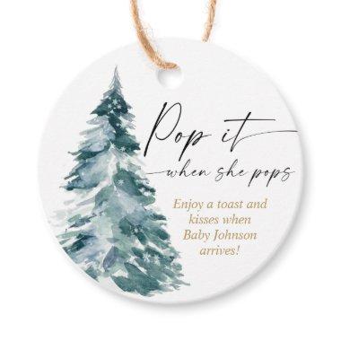 Pop it when she pops modern Christmas tree Favor Tags