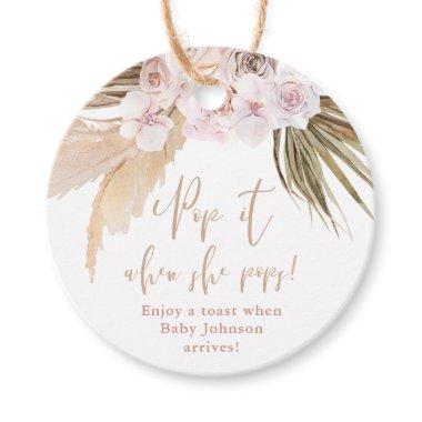 Pop it when she pops Pampas grass tropical leaves Favor Tags