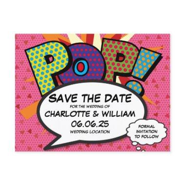 POP Save the Date Fun Retro Comic Book Pop Art Invitation PostInvitations