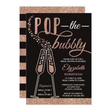 Pop The Bubbly Bridal Shower Invite, Faux Gold Invitations